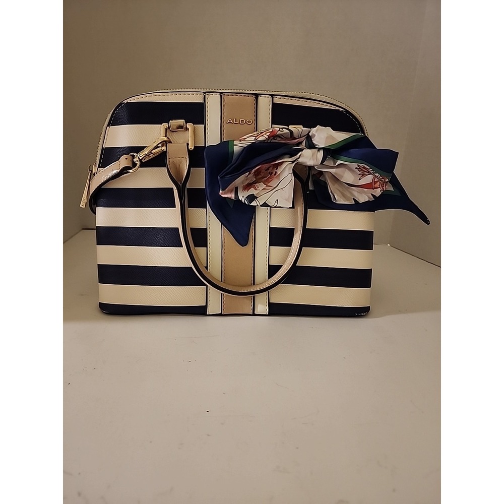 Aldo Navy and White Crossbody Purse
